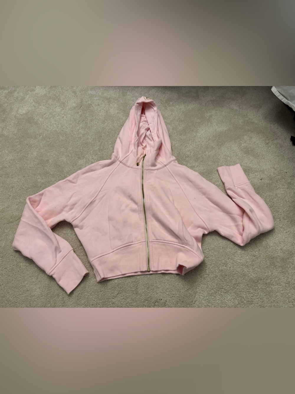 lululemon athletica Pale Pink Zip Hoodie with Gold Zipper